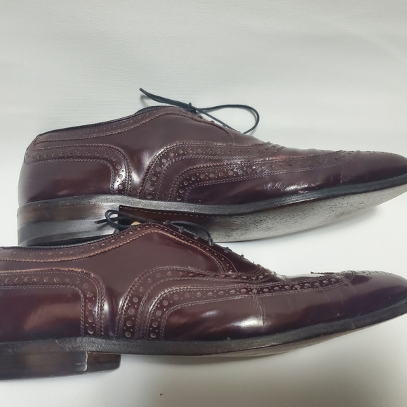 Men's Allen Edmonds McAllister 12.5 B Burgundy Oxford Wingtip Leather Shoes 6275 - Picture 9 of 11